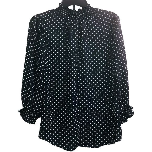Adrianne Vittadini Black White Polka Dot Blouse - Picture 1 of 10